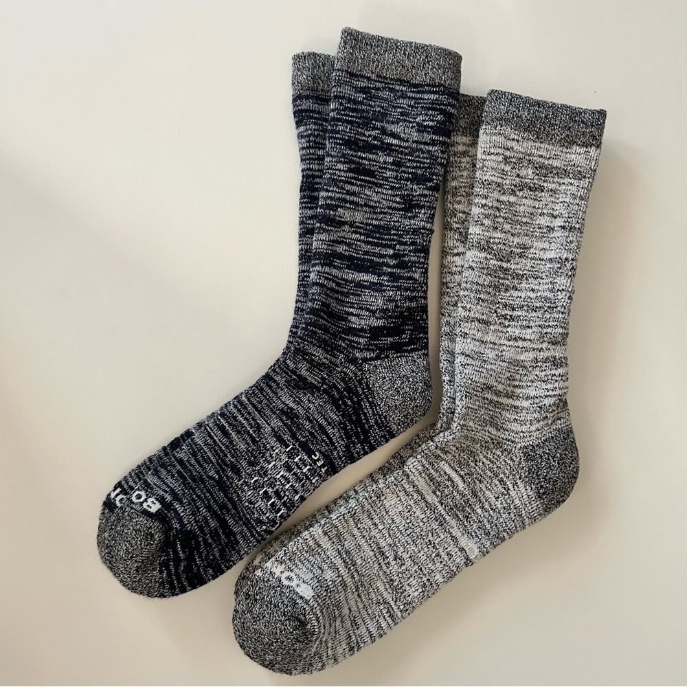 Bombas New 2 pair Hike Hex Tec Cushioned Calf Socks Blue & Grey Heather Large
